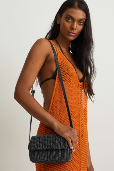 Femmes - Sac à bandoulière en paille - noir