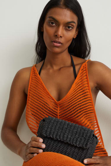 Femmes - Sac à bandoulière en paille - noir