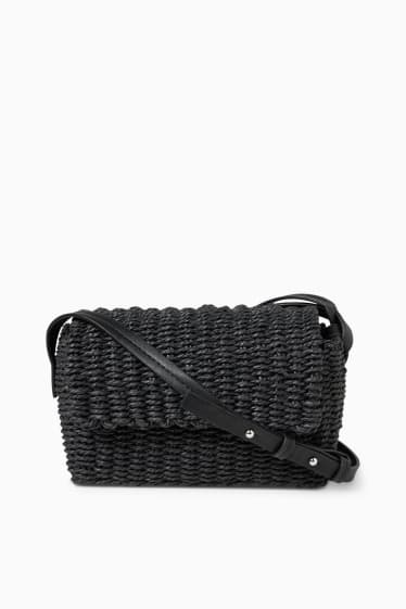 Femmes - Sac à bandoulière en paille - noir
