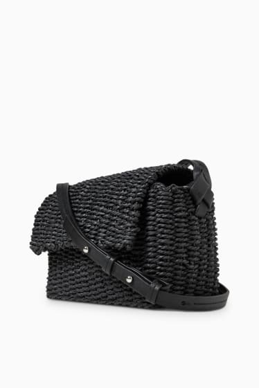 Femmes - Sac à bandoulière en paille - noir