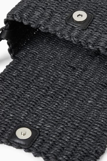 Femmes - Sac à bandoulière en paille - noir