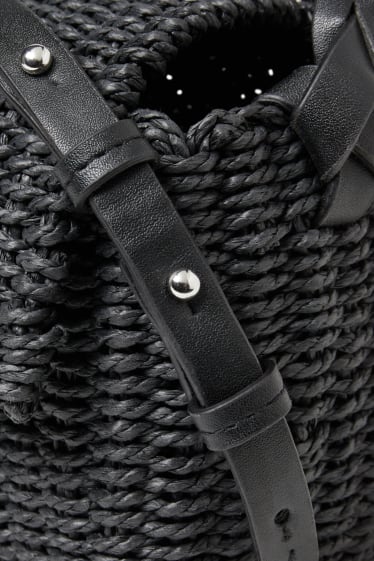 Femmes - Sac à bandoulière en paille - noir