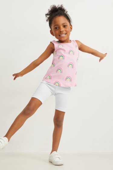 Kinderen: meisjes - Set van 2 - fietsbroek - crème wit