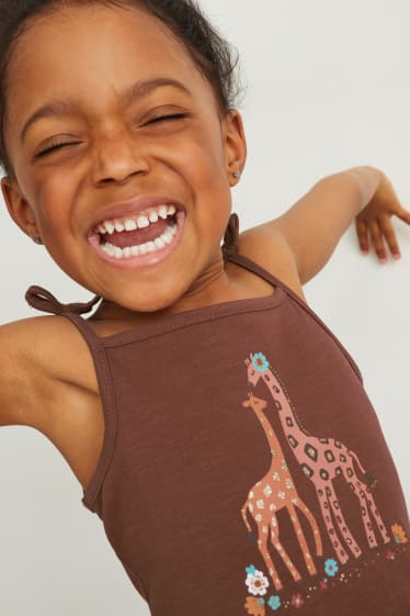 Kinderen: meisjes - Set van 2 - jurk - donkerbruin