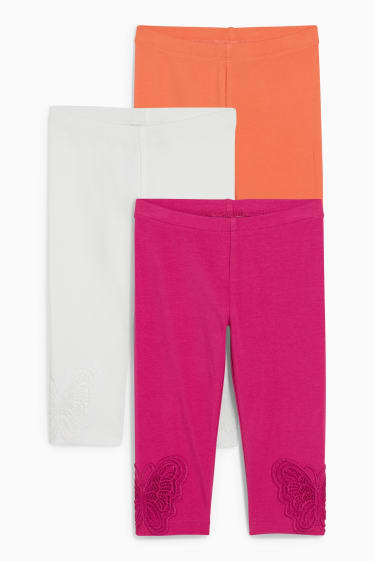 Enfants - Lot de 3 - leggings capri - rose foncé