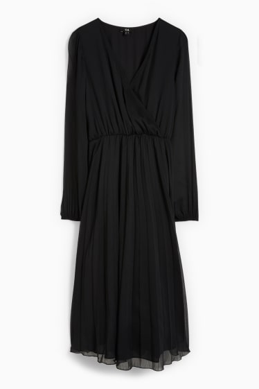 Damen - Chiffon-Kleid - plissiert - schwarz