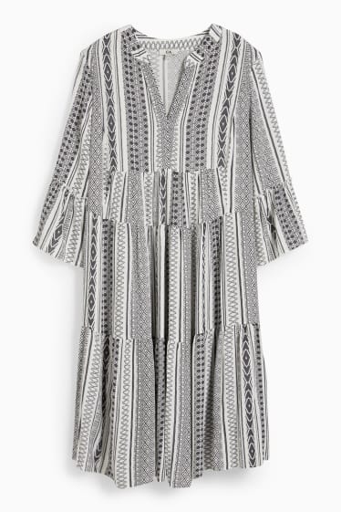 Damen - Kleid - gemustert - schwarz / weiß