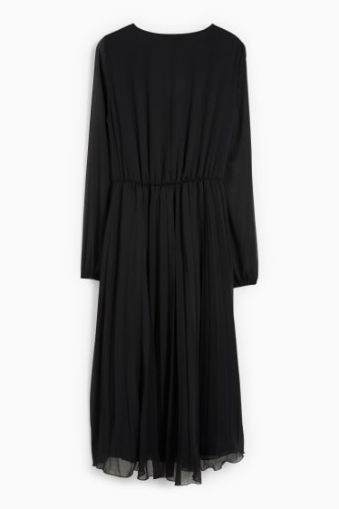 Damen - Chiffon-Kleid - plissiert - schwarz