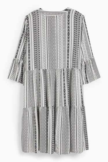 Damen - Kleid - gemustert - schwarz / weiß