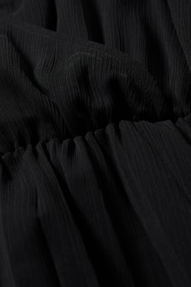 Women - Chiffon dress - pleated - black