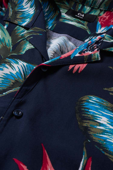 Uomo - Camicia - slim fit - revers - blu scuro