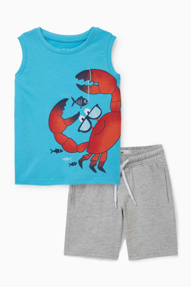 Kinder Jungen - Set - Top und Sweatshorts - 2 teilig - helltürkis