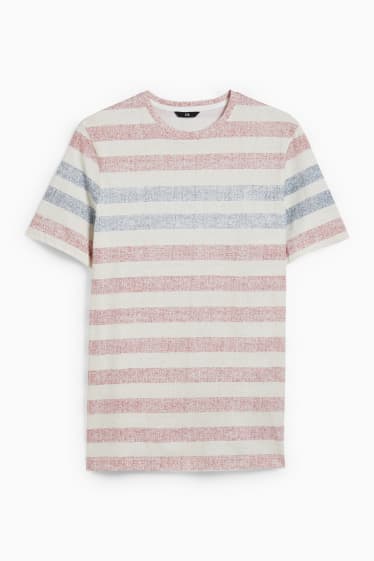 Hommes - T-shirt - à rayures - beige clair