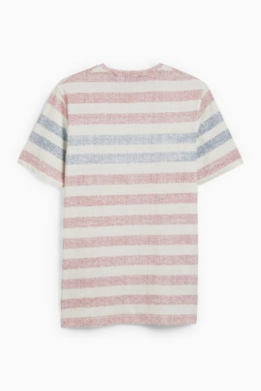 Hommes - T-shirt - à rayures - beige clair