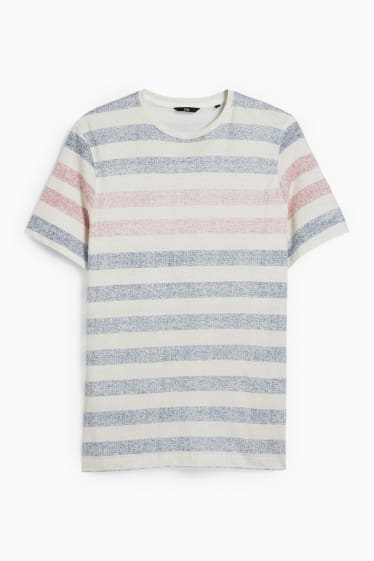 Herren - T-Shirt - gestreift - hellbeige