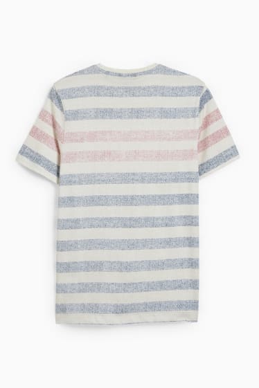 Herren - T-Shirt - gestreift - hellbeige