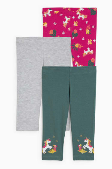 Kinder Mädchen - Multipack 3er - Einhorn - Leggings - grün