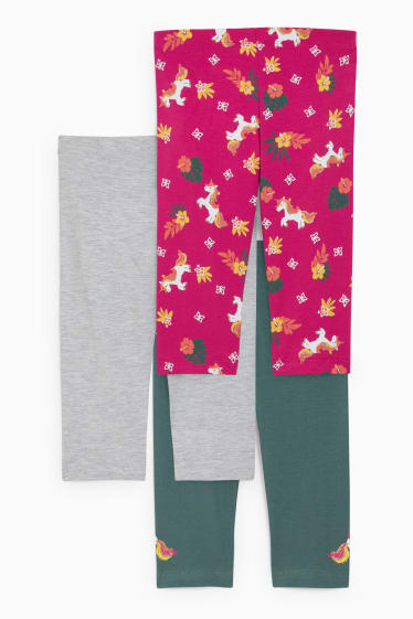 Kinder Mädchen - Multipack 3er - Einhorn - Leggings - grün
