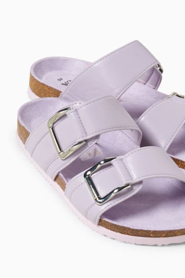 Damen - Sandalen - Lederimitat - hellviolett