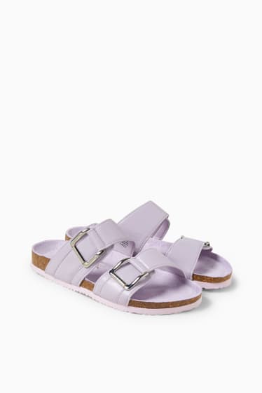 Damen - Sandalen - Lederimitat - hellviolett