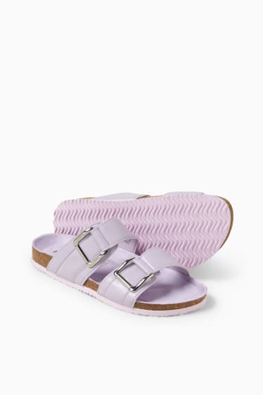 Damen - Sandalen - Lederimitat - hellviolett