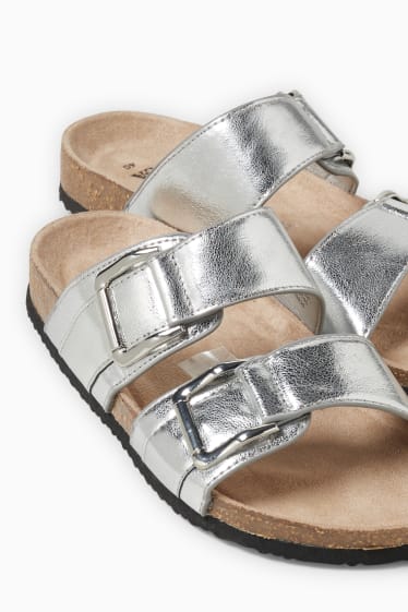 Women - Sandals - faux leather - silver