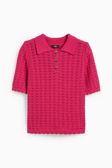 Damen - Strick-Poloshirt - pink