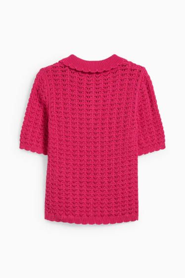Damen - Strick-Poloshirt - pink