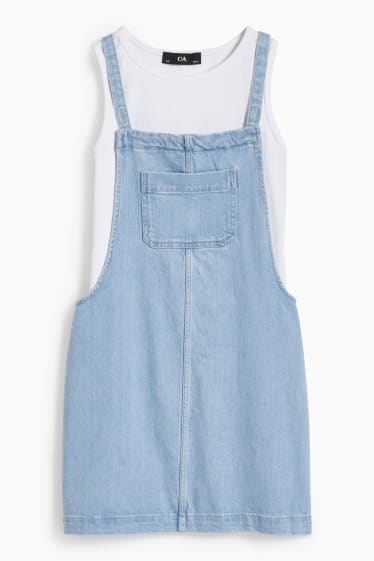 Kinderen - Set - top en denim overgooier - 2 delig - jeanslichtblauw