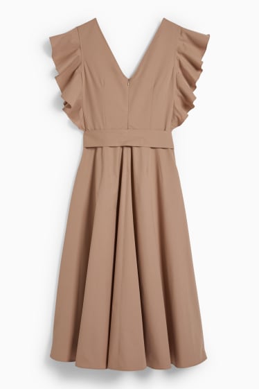 Femmes - Robe fit & flare avec une ceinture - beige