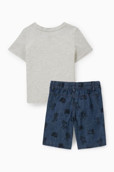 Copii - Patrula cățelușilor - set - tricou cu mânecă scurtă și pantaloni scurți - 2 piese - gri deschis melanj