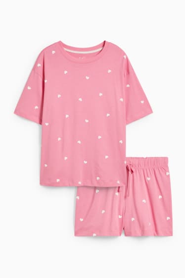 Donna - Pigiama con pantaloni corti - fantasia - fucsia