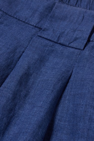 Femmes - Pantalon de lin - high waist - wide leg - bleu foncé