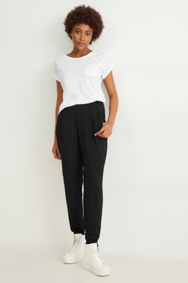 Femmes - Pantalon basique en jersey - regular fit - noir