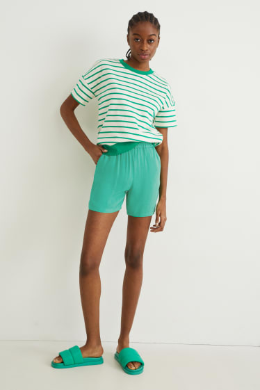 Damen - Basic-Shorts - Mid Waist - grün