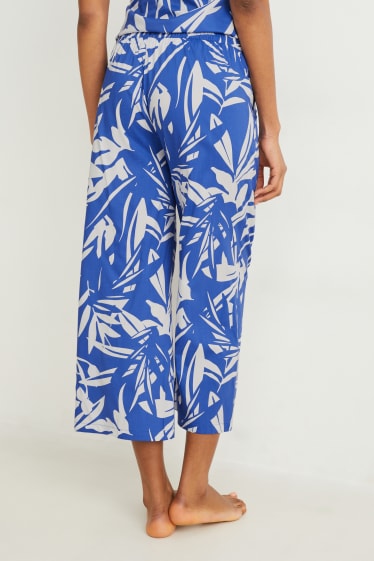 Dames - Pyjamabroek - blauw / wit