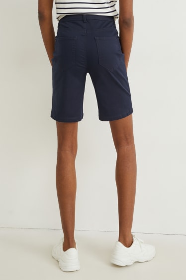 Women - Bermuda shorts - high waist - dark blue
