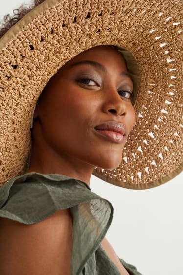 Women - Straw sun visor - beige