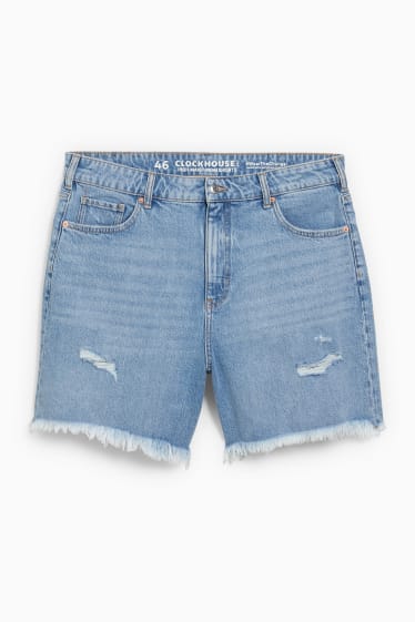Dona - Texans curts - high waist - texà blau clar