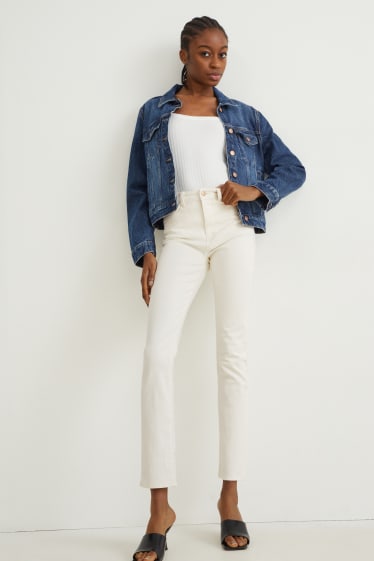 Femmes - Slim jean - high waist - beige clair