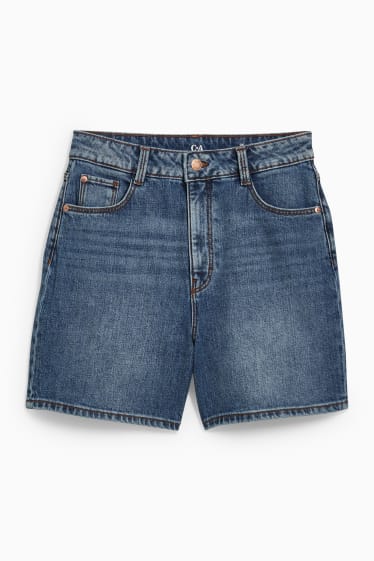 Women - Denim shorts - low-rise waist - LYCRA® - blue denim