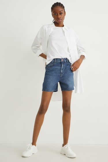 Damen - Jeans-Shorts - High Waist - LYCRA® - jeansblau