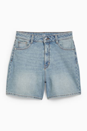 Dámské - Džínové šortky - high waist - LYCRA® - džíny - světle modré