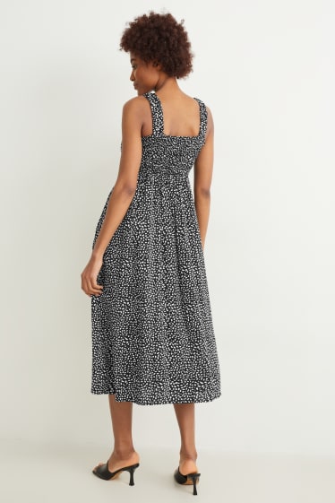 Women - Basic fit & flare dress - patterned - black / white