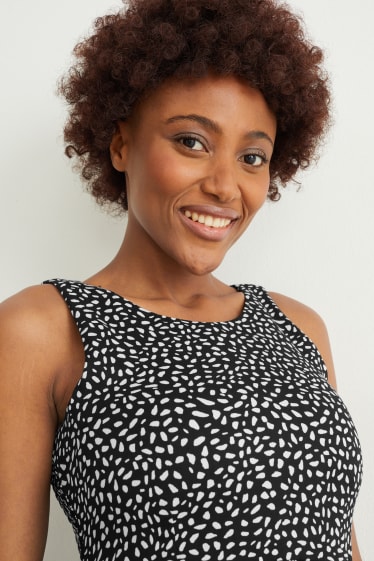 Women - Basic fit & flare dress - patterned - black / white