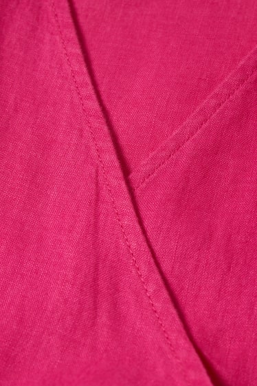 Donna - Vestito di lino a portafoglio - fucsia