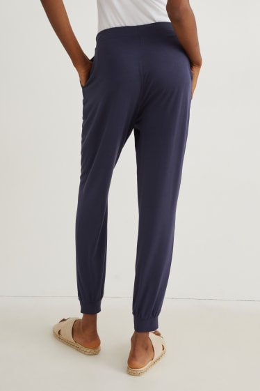 Dona - Pantalons de punt de samarreta bàsics - regular fit - blau fosc