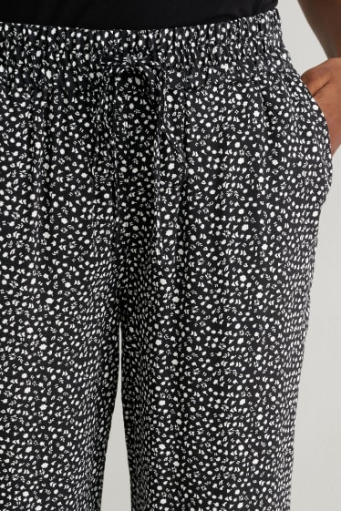 Women - Cloth trousers - mid-rise waist - palazzo - patterned - black