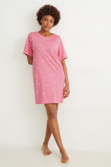 Damen - Bigshirt - gemustert - pink