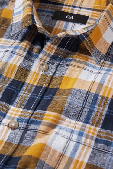 Uomo - Camicia - regular fit - collo all'italiana - a quadretti - giallo